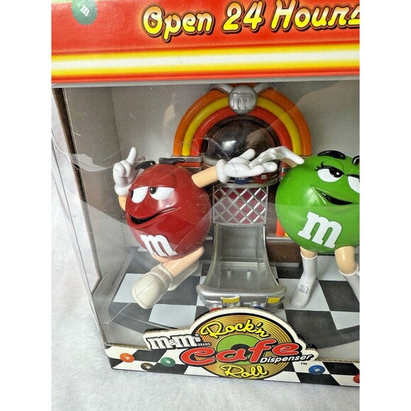 M&M Rock Café Roll Candy Dispenser Jukebox Red & Green Characters 1980s - Picture 2 of 10